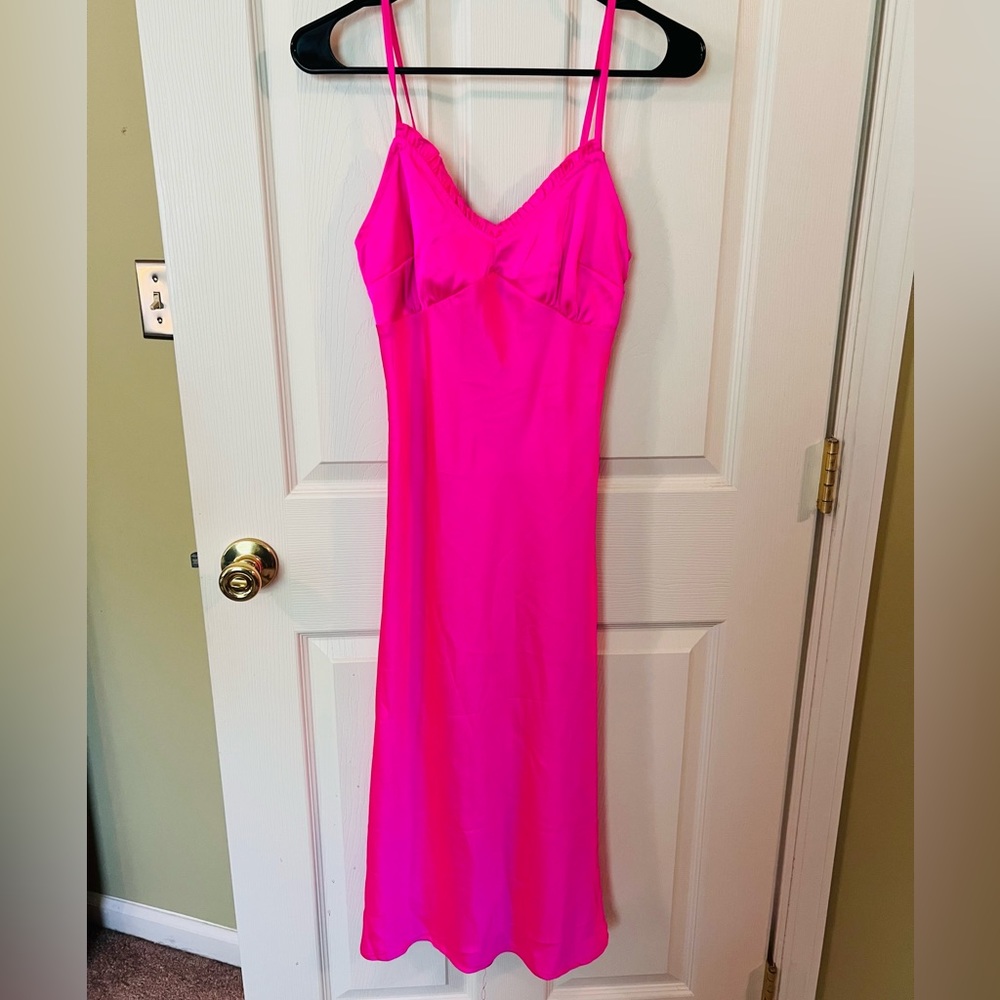 Beautiful, hot pink satin dress